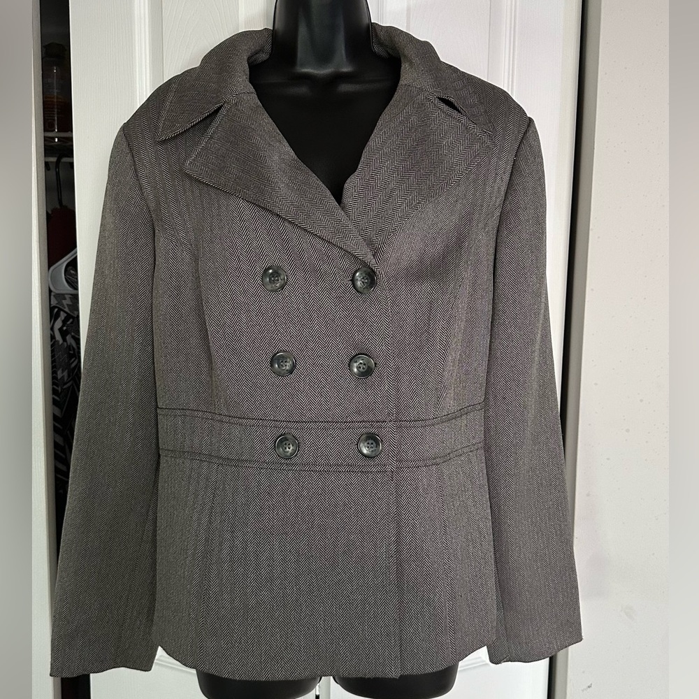 Isabella - *Plus Size* Gray double-breasted peacoat - Size 20W